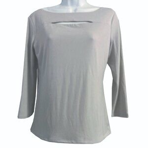 Carmen Marc Valvo, size S,  light grey  3/4 sleeve shirt